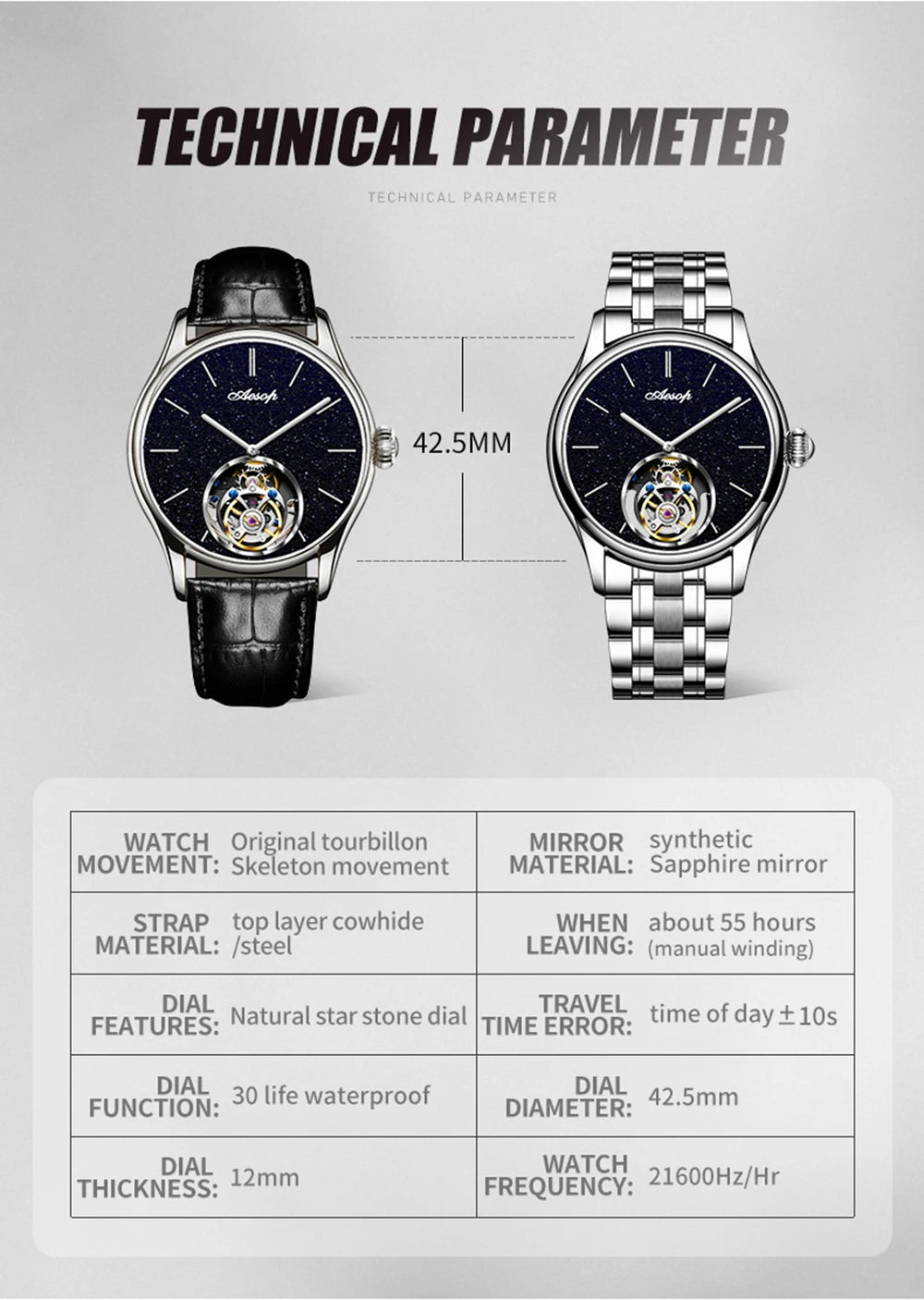 AESOP Tourbillon Luxury Mens Watches Waterproof Male Sports Watch For Men Mechanical Casual WristWatches Relogio Masculino 2025