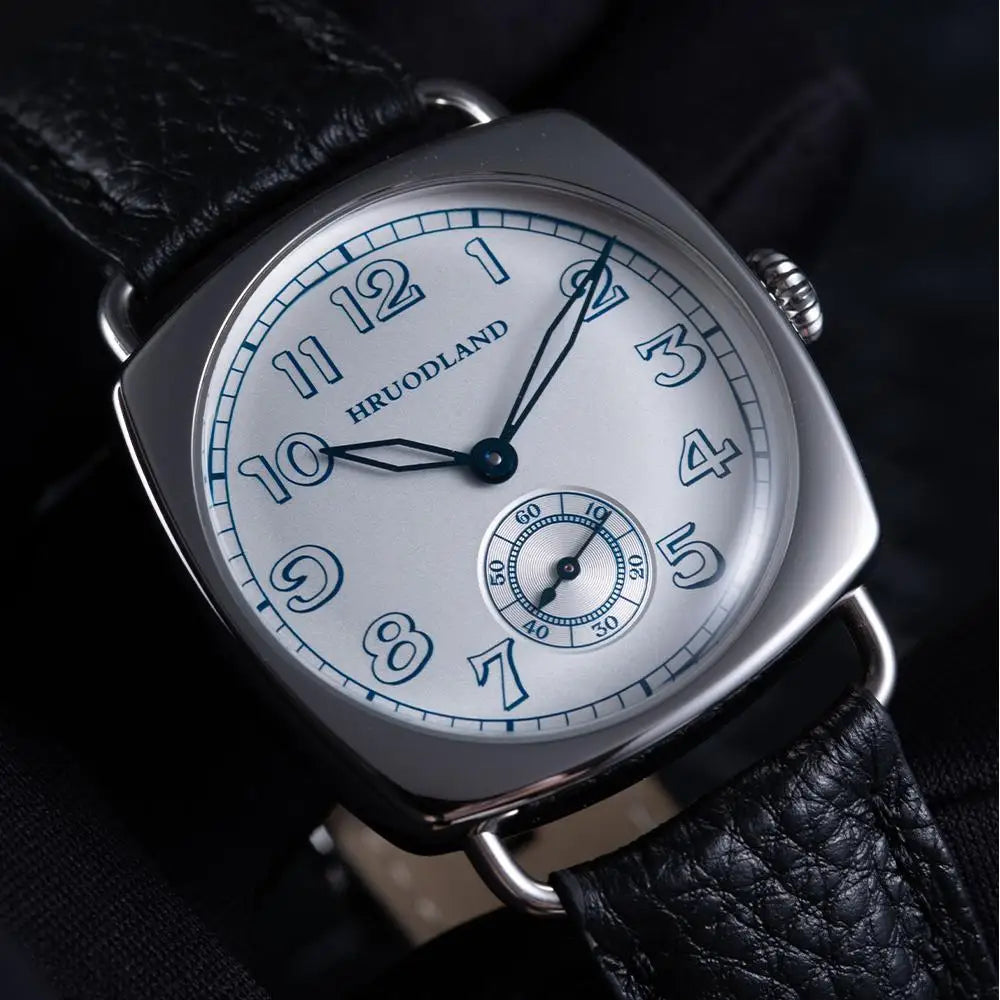 Hruodland 2024 New Retro Men's Automatic Mechanical Watches F028 Stainless steel brown leather Waterproof 10Bar reloj hombre