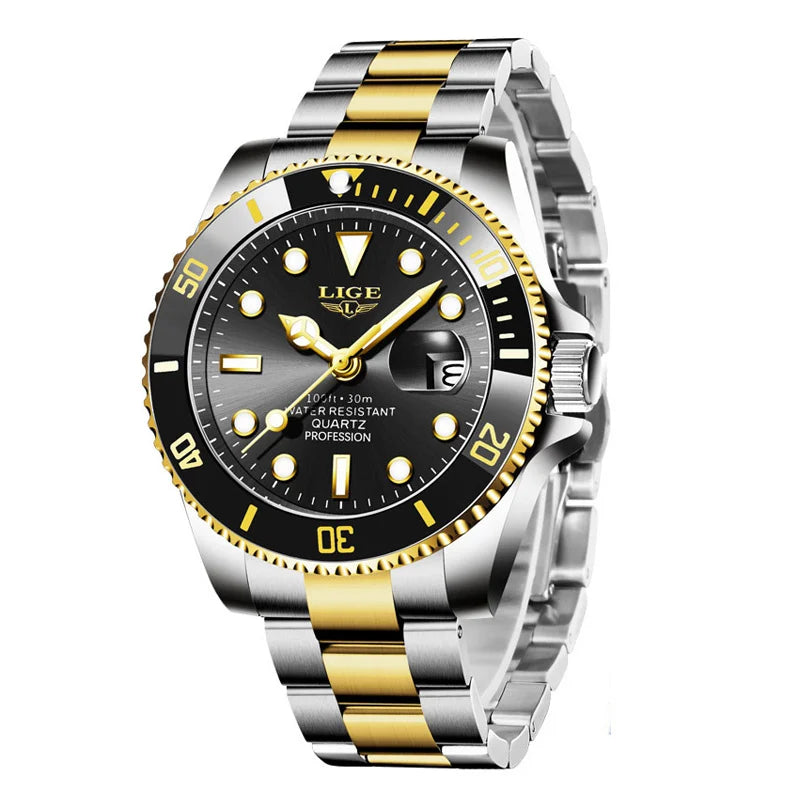 Reloj Hombre LIGE Luxury Business Man Watch Waterproof Luminous Male Clock Fashion Calendar Stainless Steel Quartz Men Watches