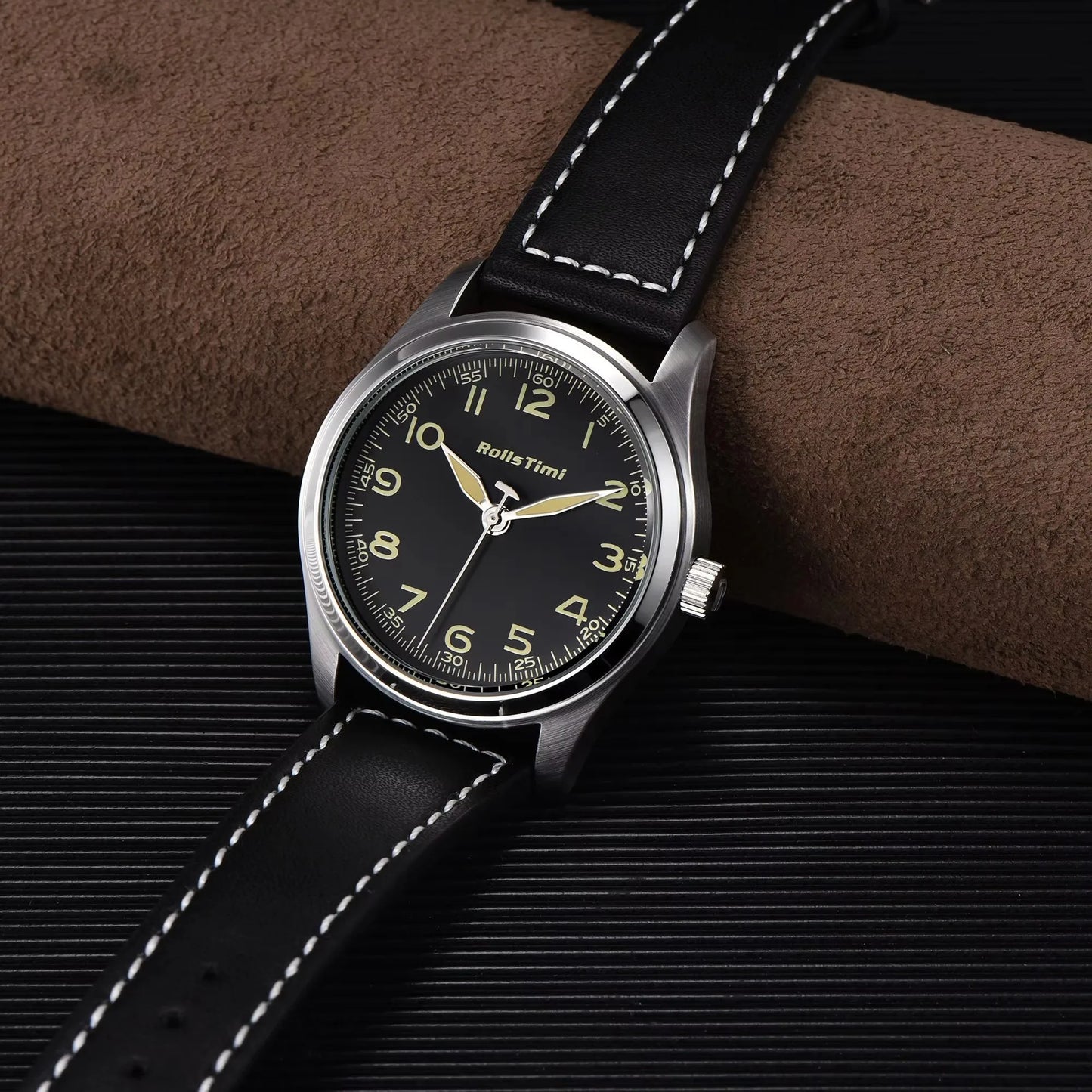 2025 New Rollstimi Men's Brand Watches Quartz Sapphire Mirror Men Simple Luminous Waterproof Wristwatch Business Leather Clock