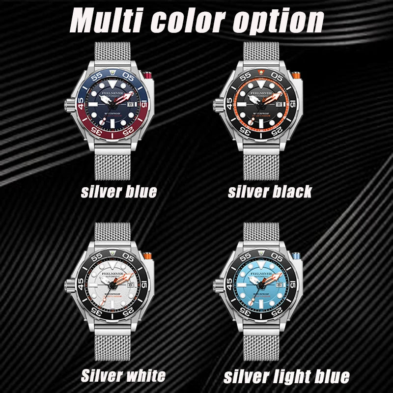 LIGE Top brand luxury watches mens automatic mechanical watch luminous large dial 1000M Gift waterproof relogios masculino+BOX