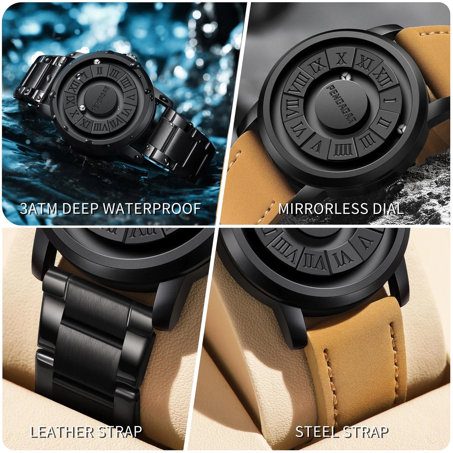 2025 New Men's Watches Top Luxury Quartz Watch For Men Creative Scrolling Pointer Magnetic Force Wrist Clock Relogio Masculino