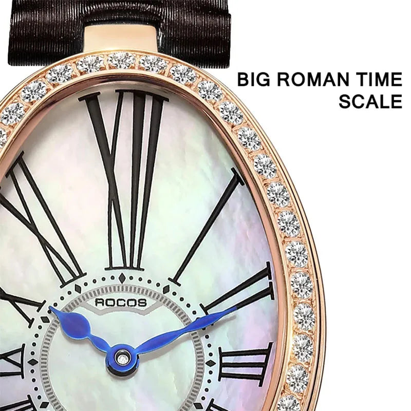 ROCOS Luxury Brand Woman Watch High Quality Fashion Oval Ladies Fashion Quartz watches Leather Waterproof  Watch for Women R0233