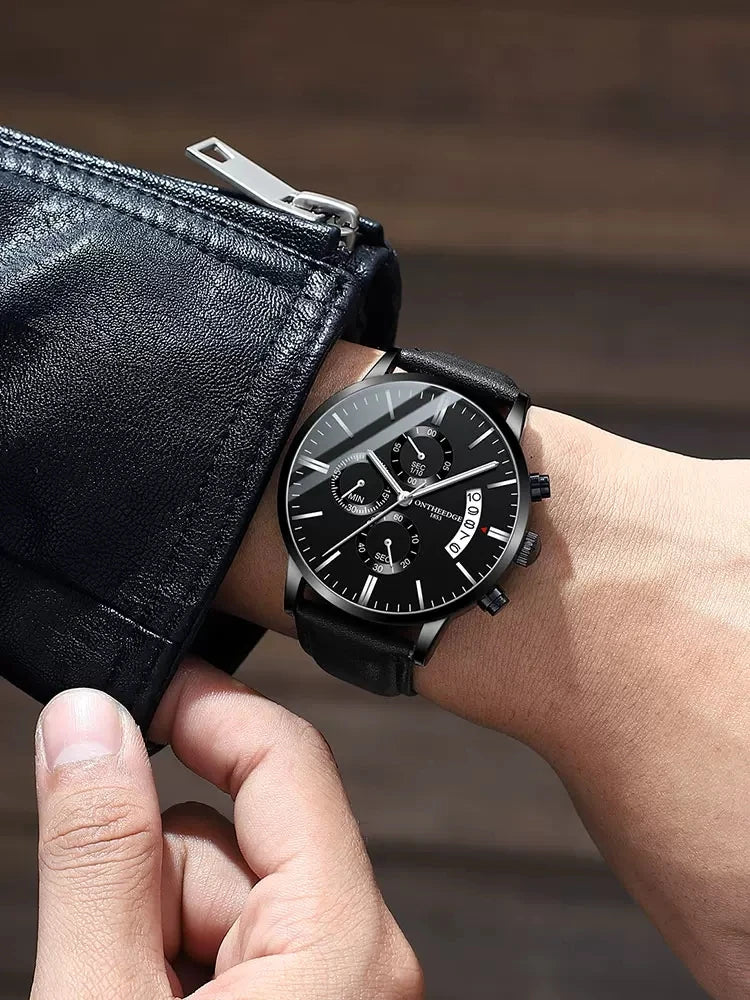 2023 Fashion Men's Watch Brand Luxury Male Quartz Watches Minimalist Casual Leather Strap Digital Calendar Wristwatch Men Clock