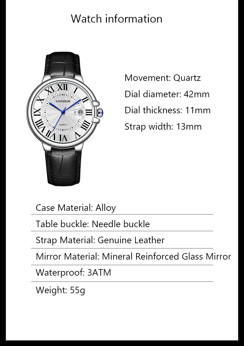 2025 Brand Men Watch Business High-end Transparent Waterproof Leather Strap Rome Battery Male Fashion Quartz Clock Watches gift