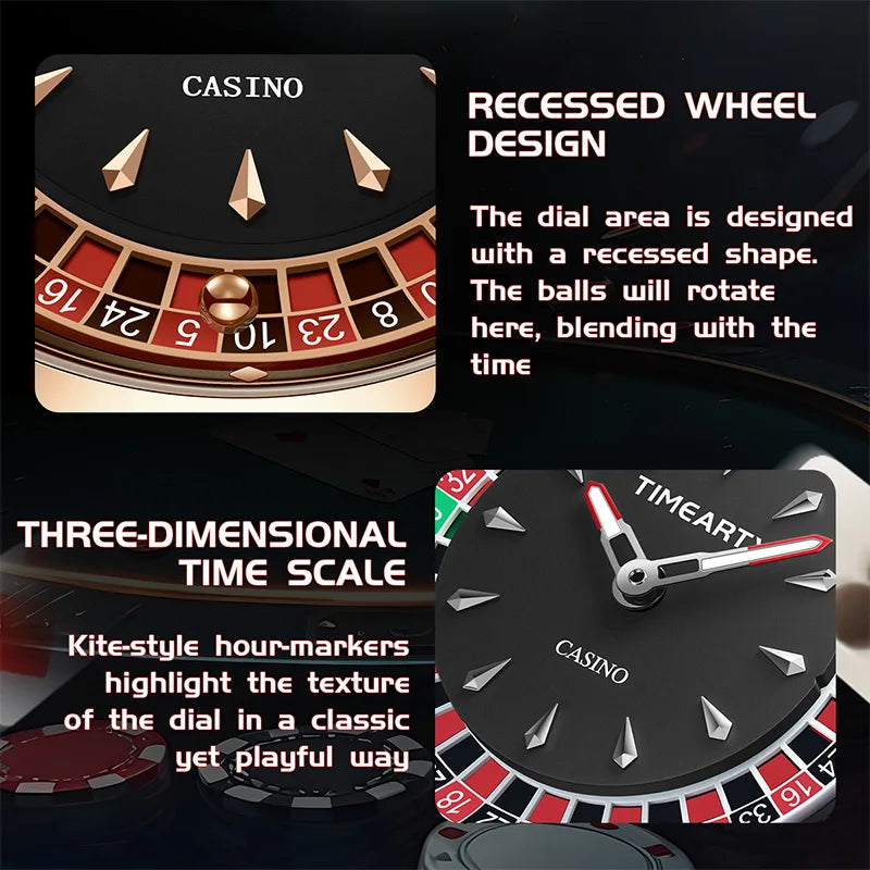 TIMEARTX Brand New Luxury Quartz Watches Man European Roulette Poker Game Wristwatch