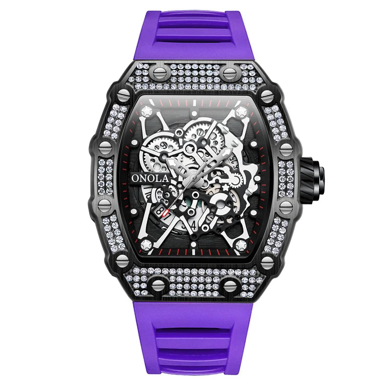 2022 New Men's Watch ONOLA Fashion Luxury Diamond Inlaid Design Quartz Waterproof Tape Watches Men Relogio Masculino Clock