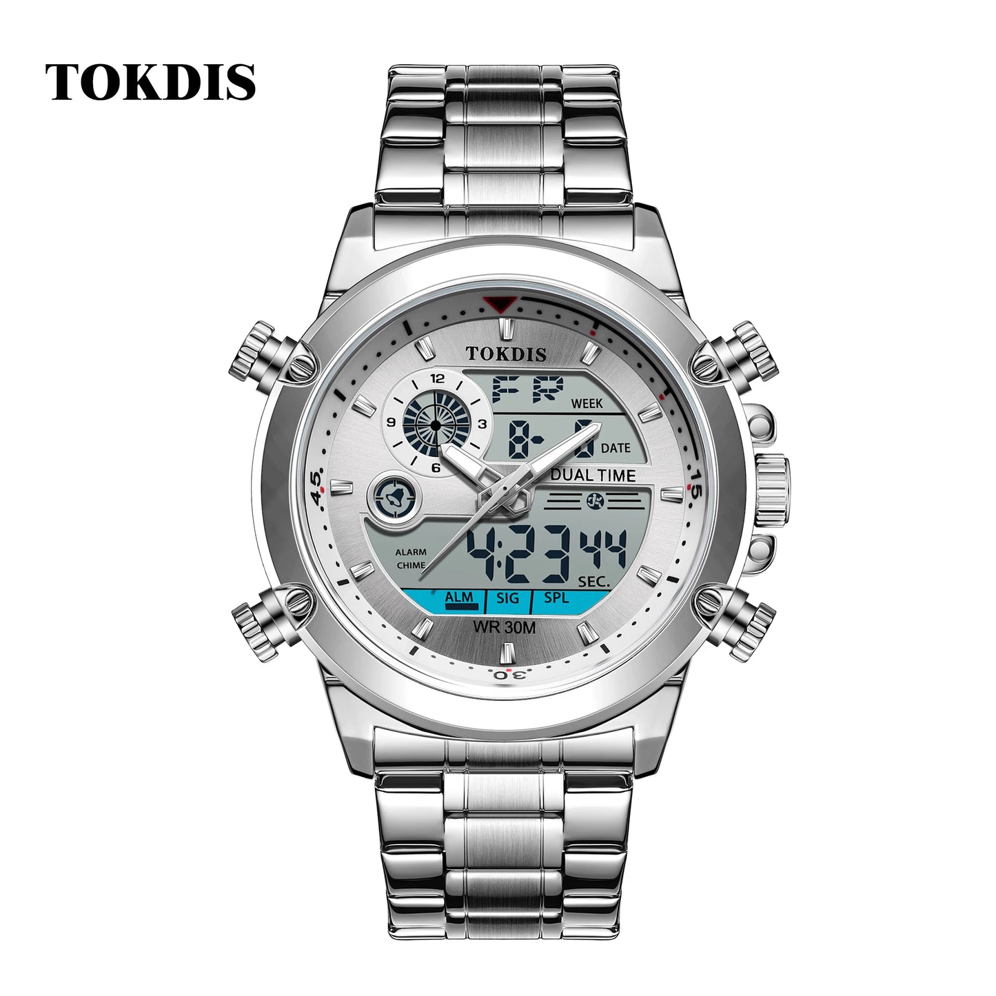 Relogio Masculino Fashion Business Watches For Men Waterproof Luxury Mens Dual Display Quartz Wristwatch Analog Sports Watch Man