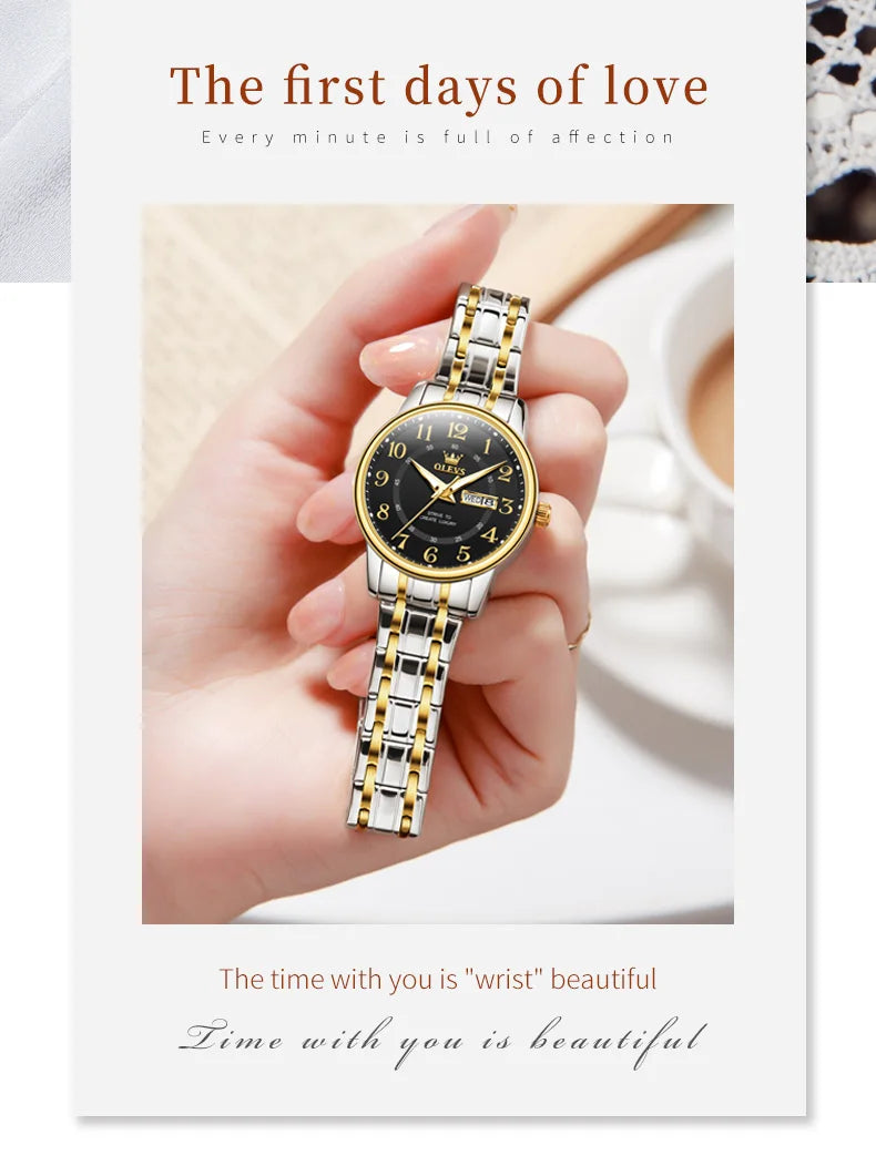 OLEVS 2891 Couple Watches Digital Dial High Quality Stainless steel Wristwatch for Men Women