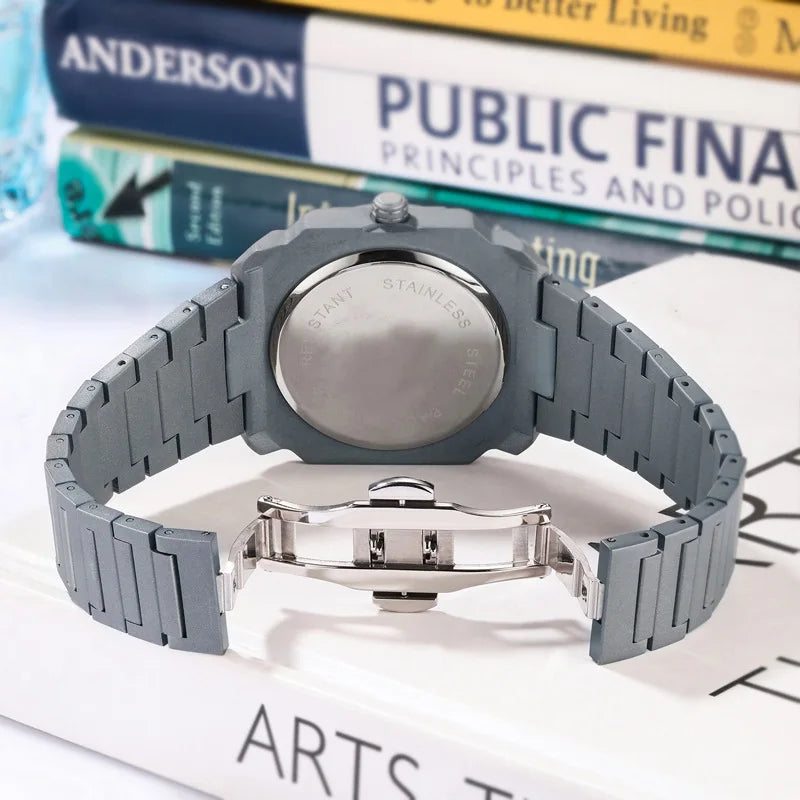 New Watches for Men Luxury Stainless Steel Unique Octagonal Dial Waterproof Quartz Wristwatches Relogio Masculino Drop Shipping