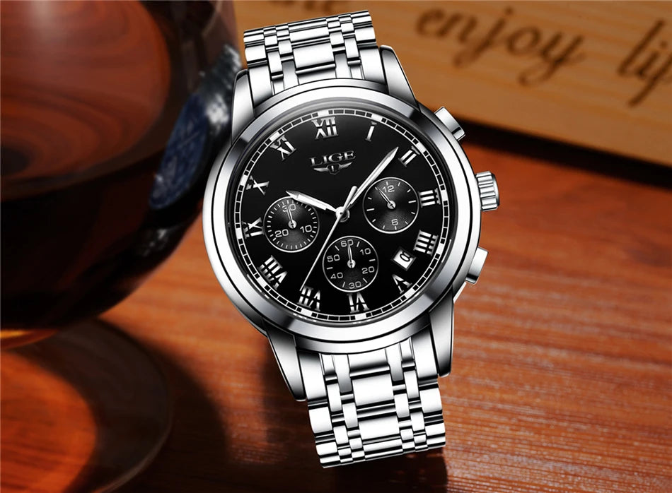 Relojes Hombre 2024 New LIGE Watches Men Luxury Brand Chronograph Male Sport Watches Waterproof Stainless Steel Quartz Men Watch