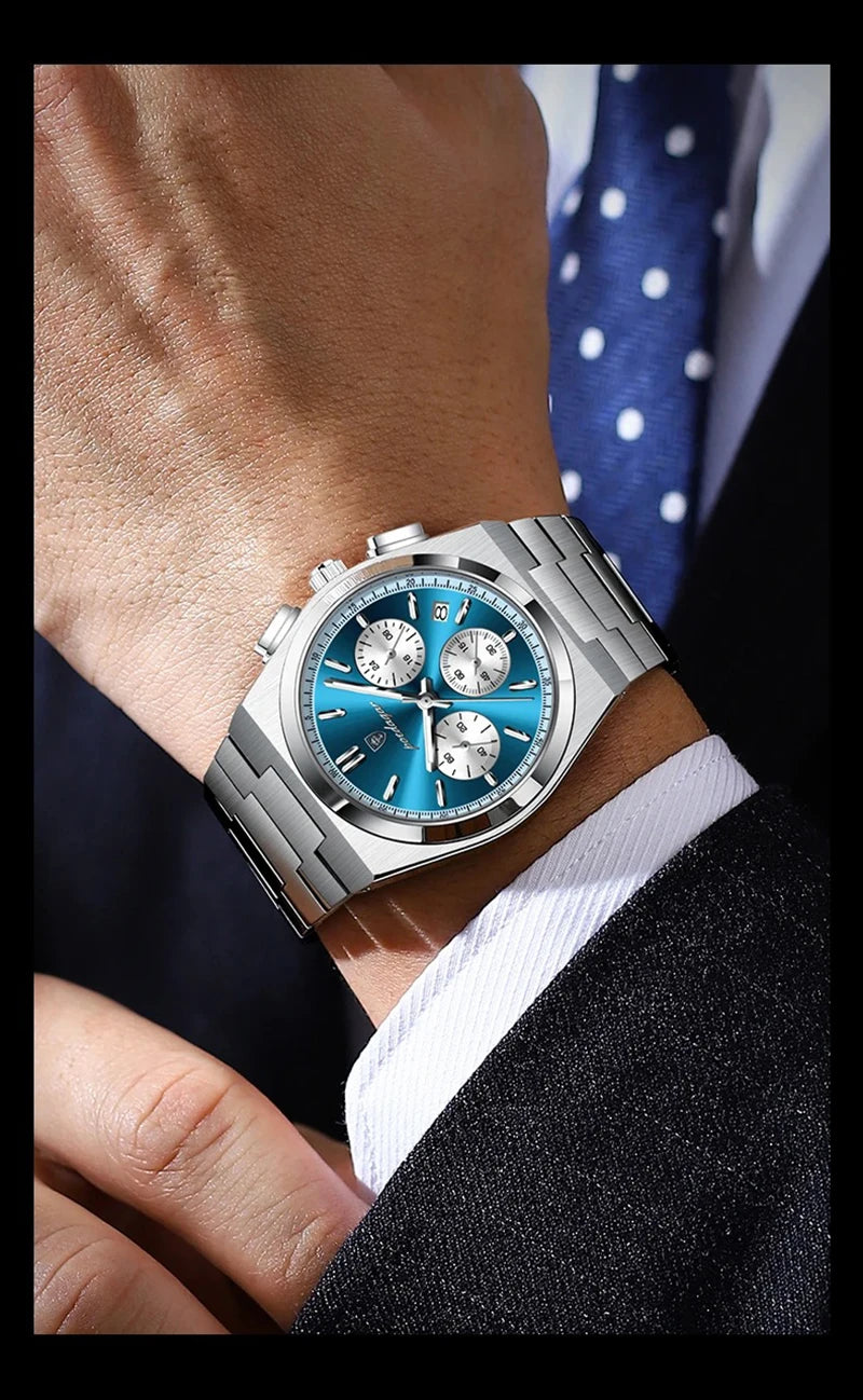 Classical Stop Watch Men Watches 2024 Luxury Sport Three-Eyes Multifunction Quartz Wristwatch Man Clock Waterproof Luminous Date