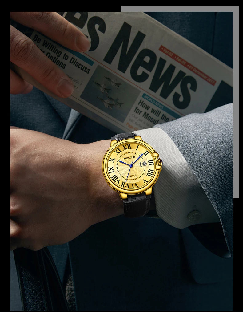 2025 Brand Men Watch Business High-end Transparent Waterproof Leather Strap Rome Battery Male Fashion Quartz Clock Watches gift