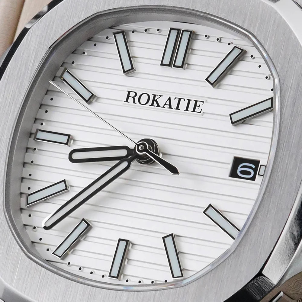 ROKATIE 2024 Luxury 9015 Japanese Movement Stainless Steel Watch 38mm Case Luminous Feature Day 50m Waterproof Watches for men