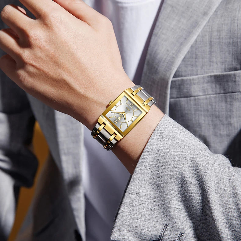 New Mens Watch Luxury Steel Bracelet Gold Quartz movement Waterproof Golden Wristwatches For Woman Watch relogio masculino Clock