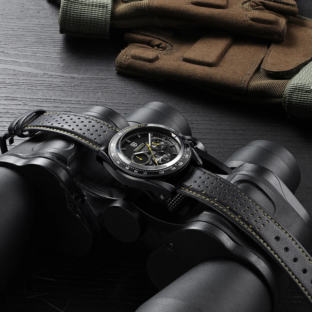 QINGXIYA New Men's Quartz Watches Top Brand Luxury Chronograph Watch Sport Leather Strap Strap Waterproof 24 Hours Male Clock