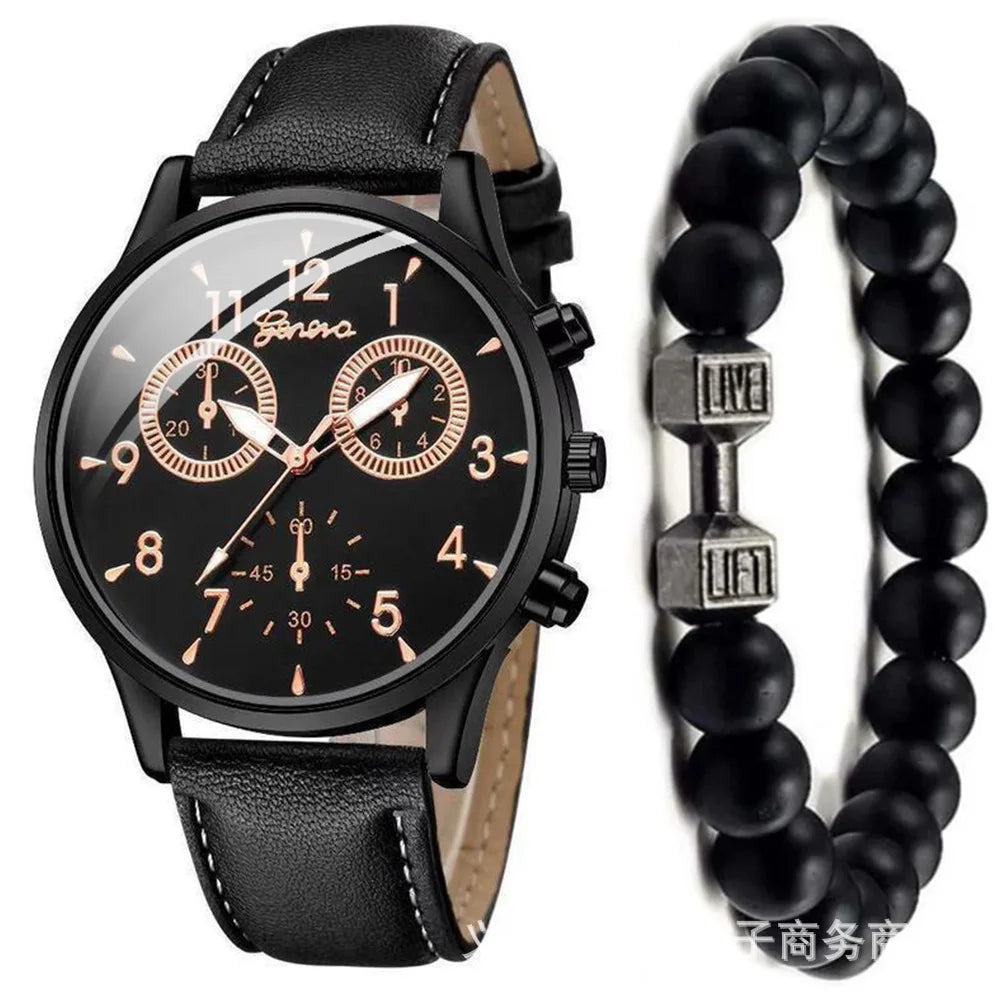 New Hip Hop Mens Fashion Watches Luxury Male Clock Wristwatch Sport MensWrist Watch Bracelet Set Relogio Masculino