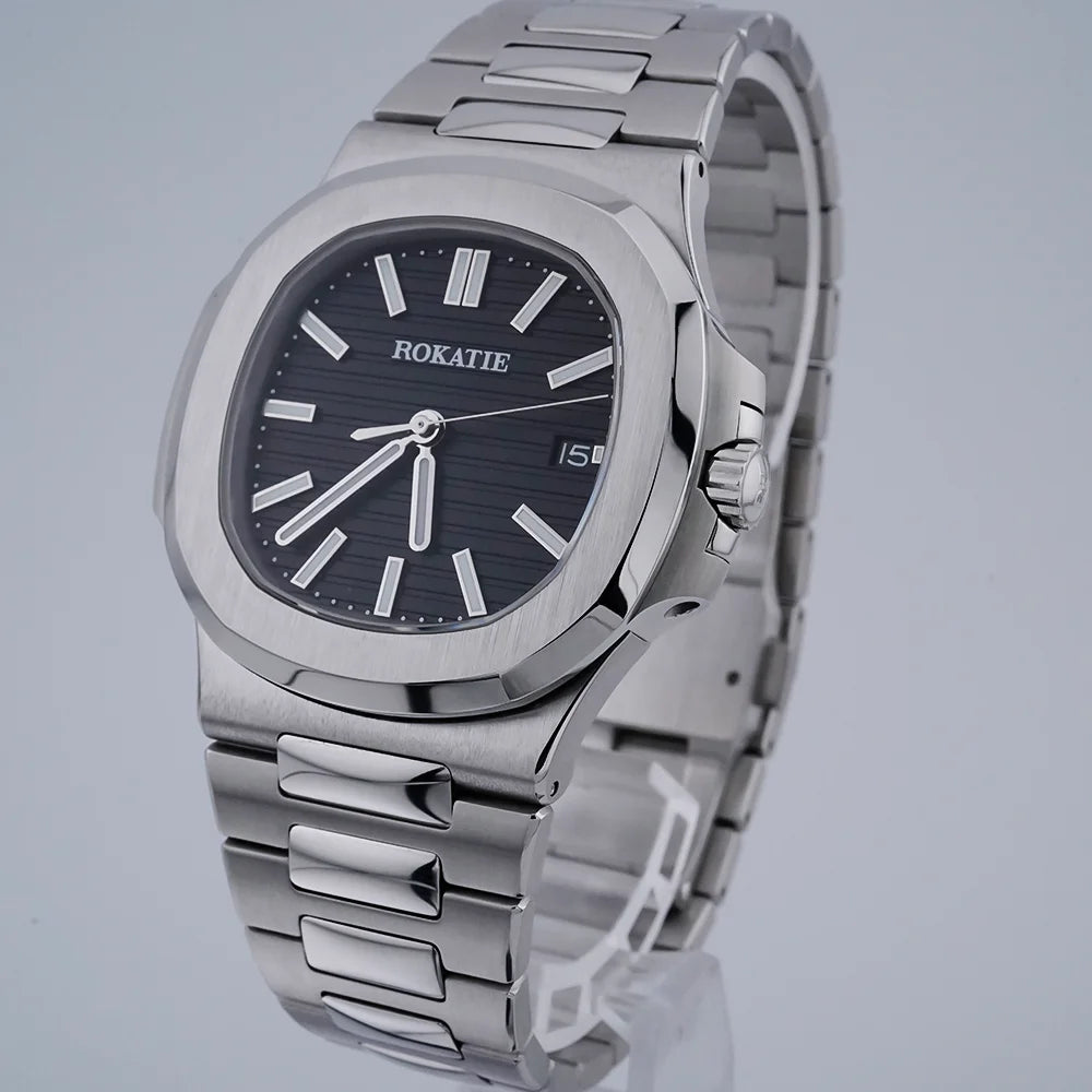 ROKATIE 2024 Luxury 9015 Japanese Movement Stainless Steel Watch 38mm Case Luminous Feature Day 50m Waterproof Watches for men