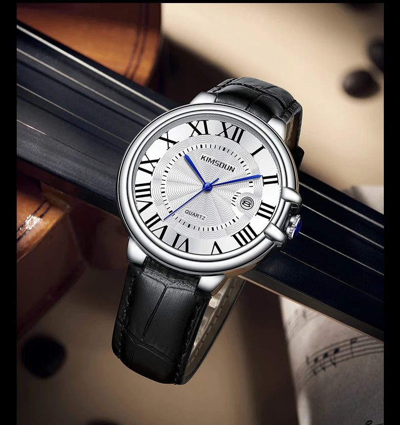 2025 Brand Men Watch Business High-end Transparent Waterproof Leather Strap Rome Battery Male Fashion Quartz Clock Watches gift