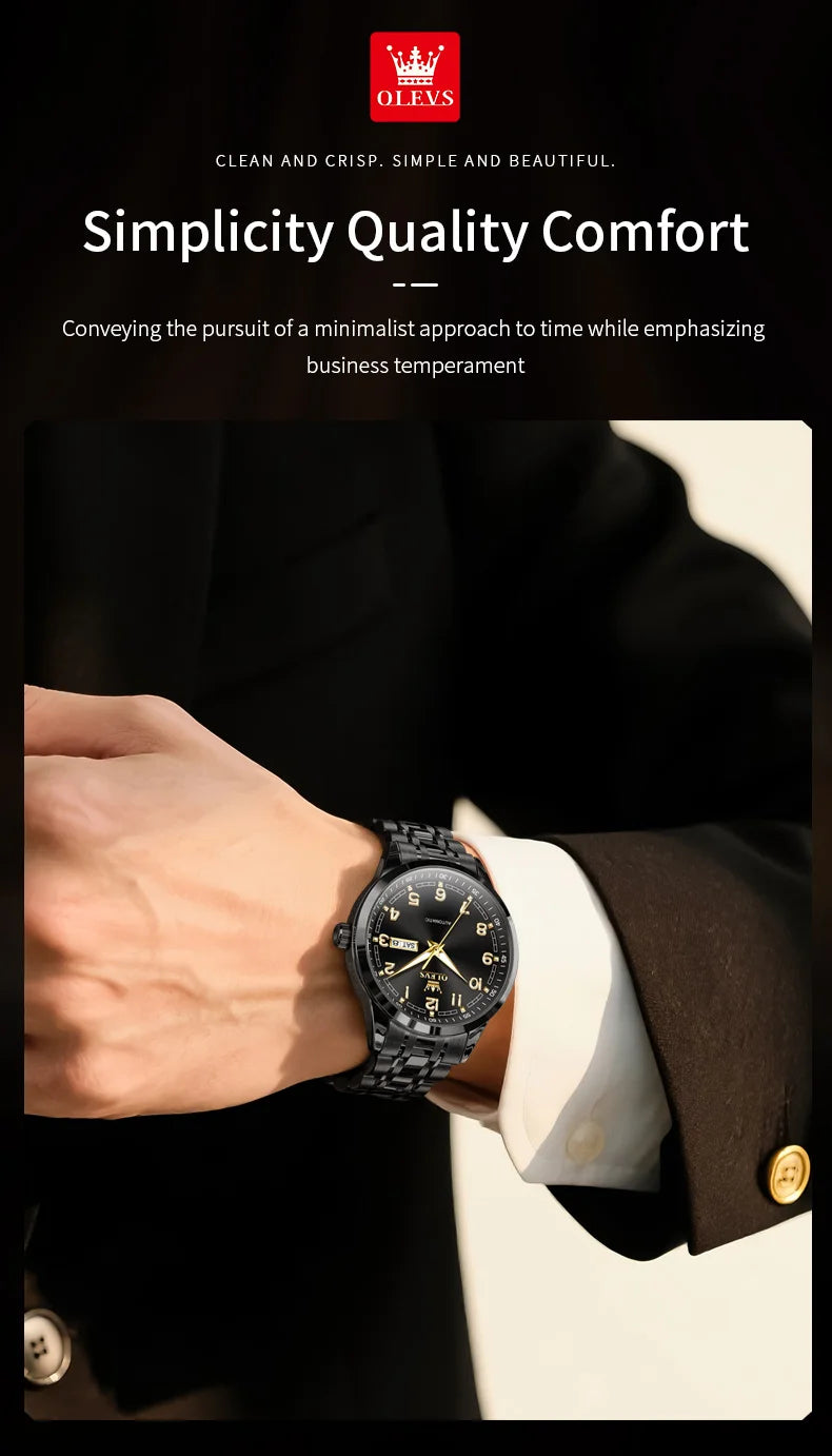 OLEVS Luxury Watch For Men automatic mechanical Wristwatches Classic Men Watch Waterproof Gray Dial Luxury Brand Date Week 7077