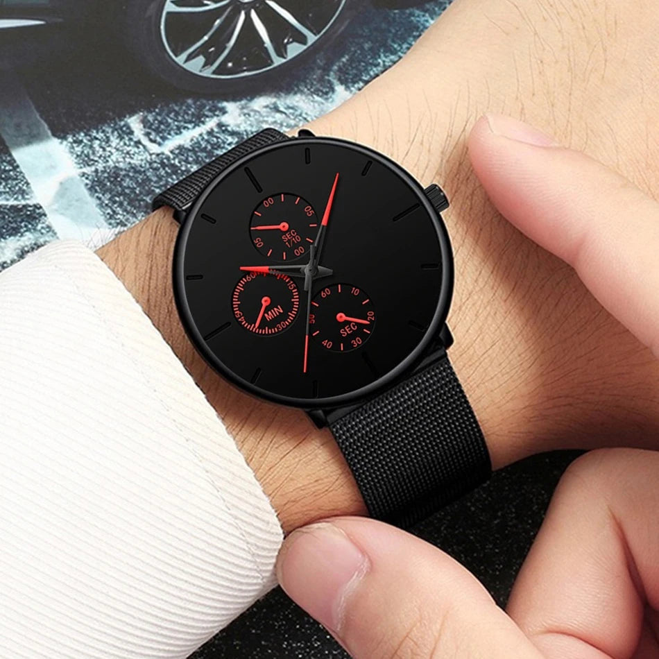 2025 Mens Luxury Watches for Men Business Casual Ultra Thin Clock Male Stainless Steel Mesh Belt Quartz Watch relogio masculino