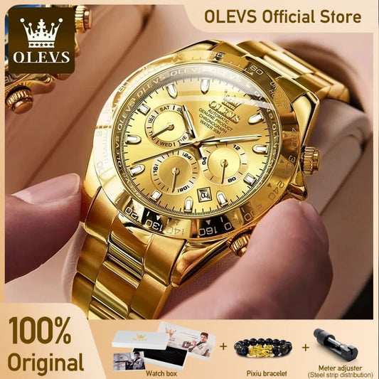 OLEVS Men's Watches Classic Luxury Automatic Mechanical Original Wristwatch for Man 24 Hour Week Date Display Waterproof Fashion
