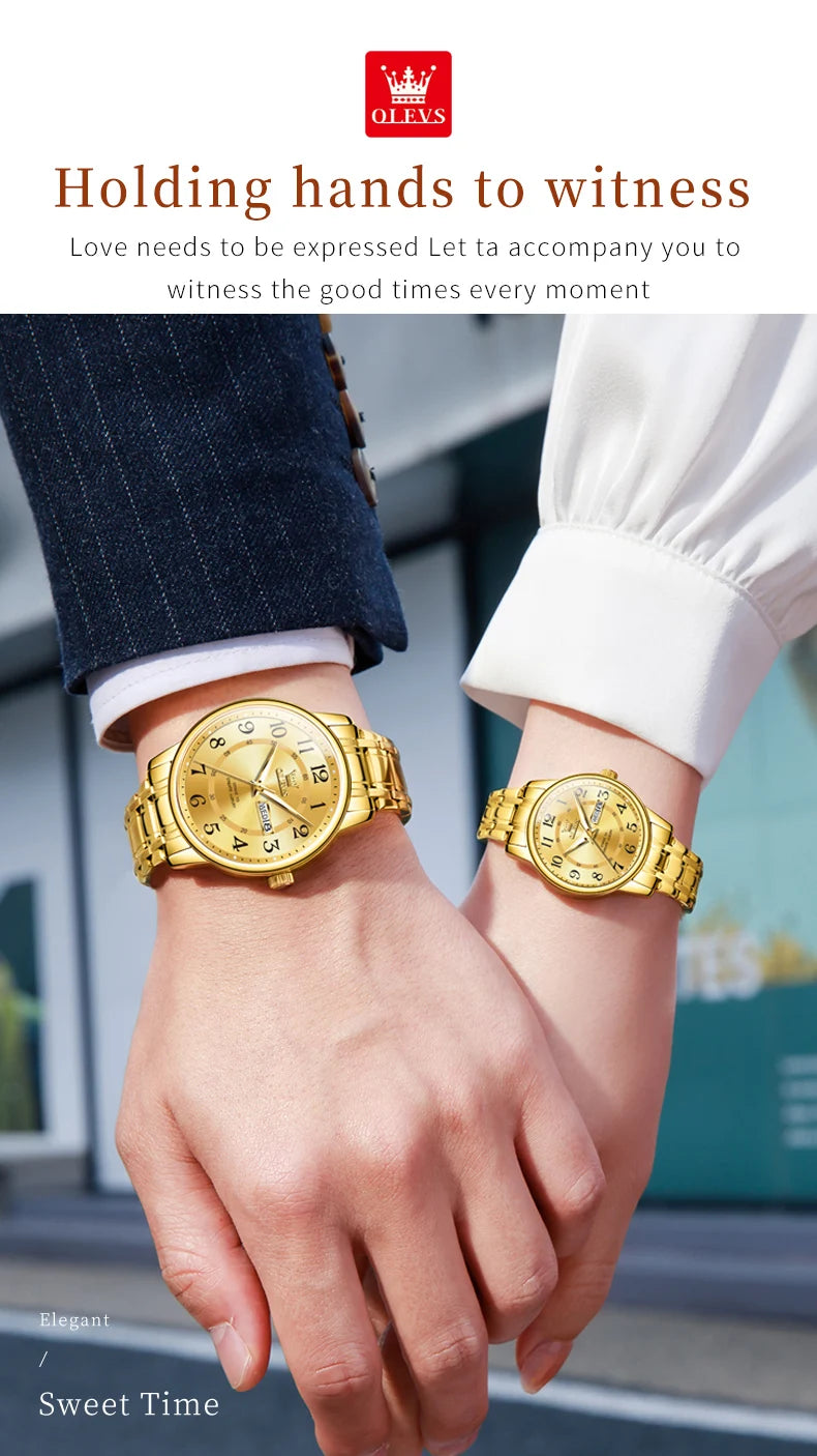 OLEVS 2891 Couple Watches Digital Dial High Quality Stainless steel Wristwatch for Men Women