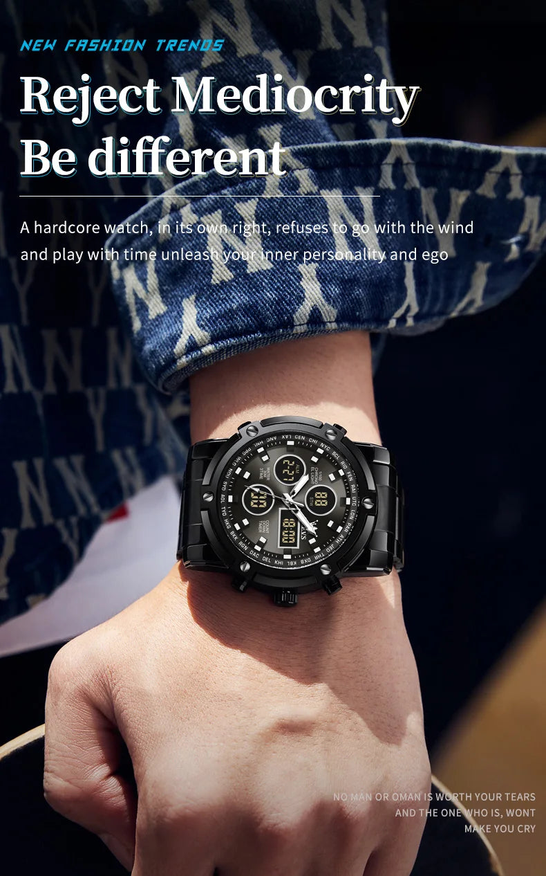 OLEVS 2024 New Mens Watches Top Brand Luxury Sport Digital Quartz Wristwatch For Men All Steel Military Waterproof Clock+Box