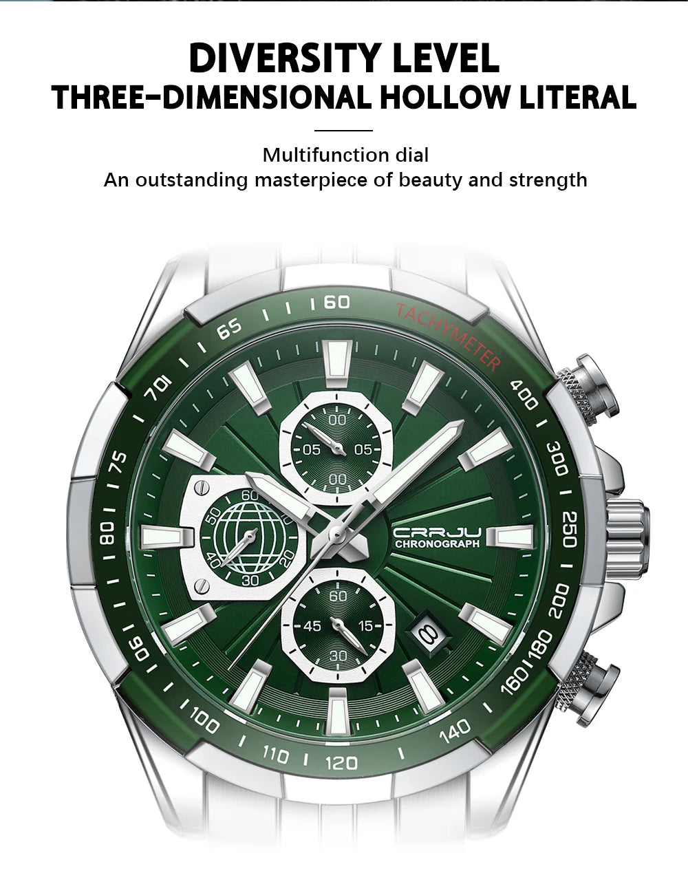 CRRJU Men's Watches Fashion Business Multifunction Quartz Chronograph with Auto Date and Luminous Hands Relogio Masculino