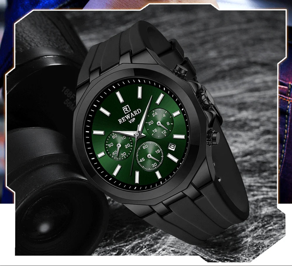 REWARD Mens Watches Top Luxury Brand Waterproof Sport Wrist Watch Chronograph Quartz Military Genuine Relogio Masculino