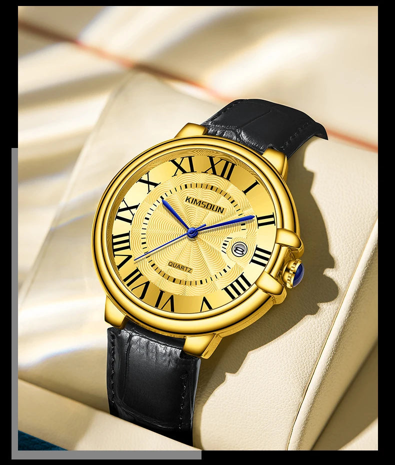 2025 Brand Men Watch Business High-end Transparent Waterproof Leather Strap Rome Battery Male Fashion Quartz Clock Watches gift