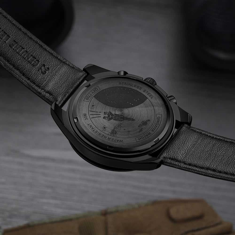 QINGXIYA New Men's Quartz Watches Top Brand Luxury Chronograph Watch Sport Leather Strap Strap Waterproof 24 Hours Male Clock