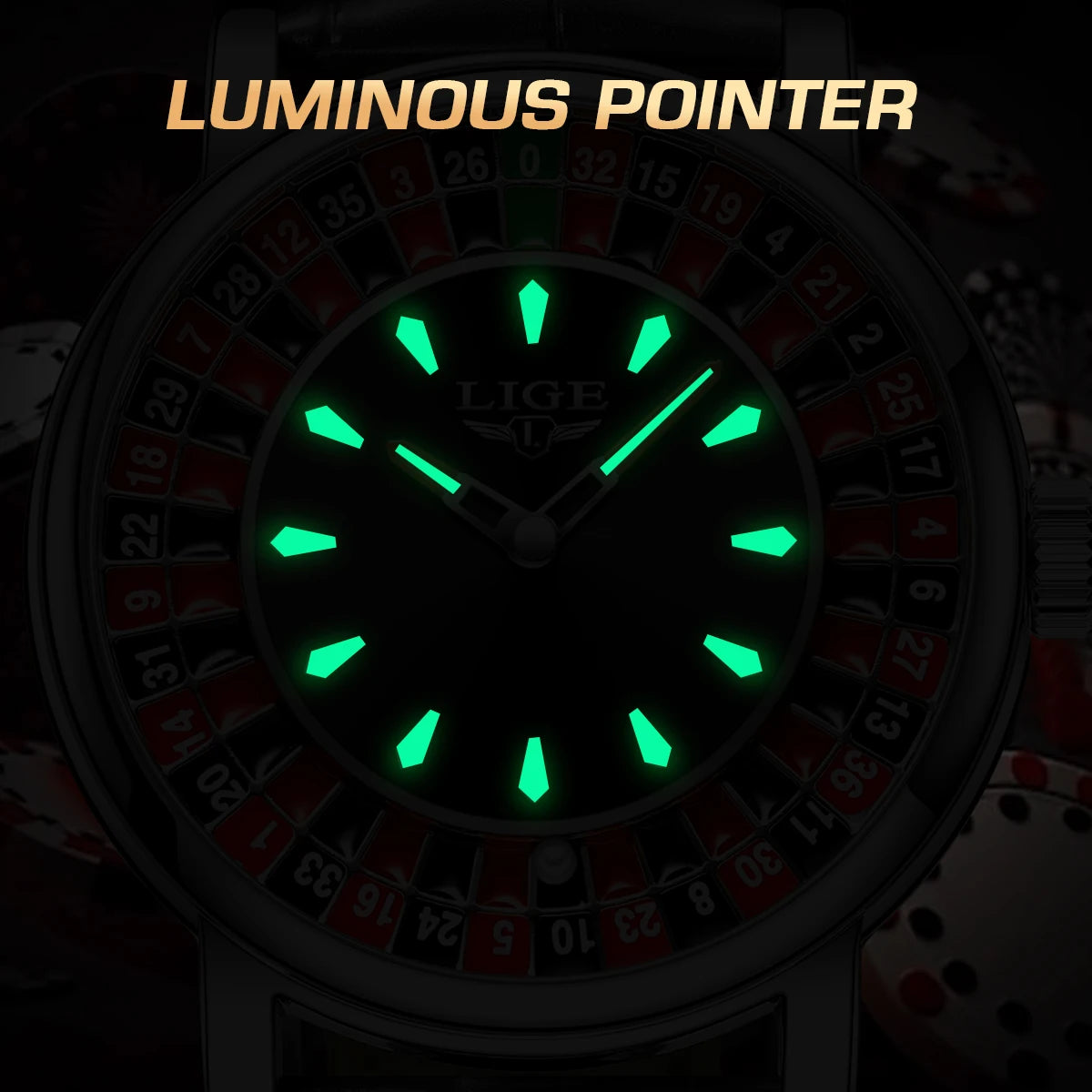 LIGE Creative Luxury Watches men Roulette Game Dial Fashion Mens Watch Waterproof Luminous Quartz Wristwatches Relojs Hombre+Box