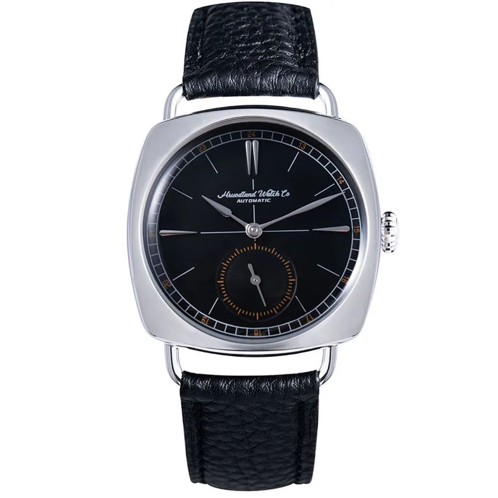 Hruodland 2024 New Retro Men's Automatic Mechanical Watches F028 Stainless steel brown leather Waterproof 10Bar reloj hombre