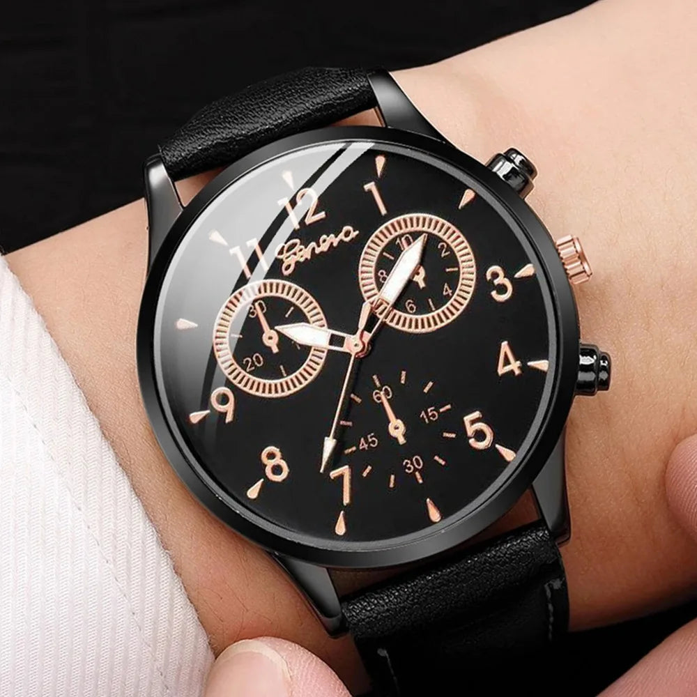 New Hip Hop Mens Fashion Watches Luxury Male Clock Wristwatch Sport MensWrist Watch Bracelet Set Relogio Masculino