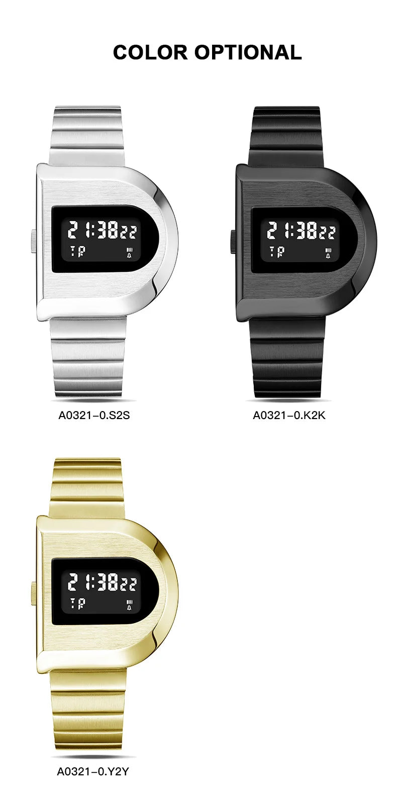 2026 New Watch 1970s-Modern Retro-"Code-D": Water Resistant 30M, Wrist Fit 135-205mm (5.3-8.0in)