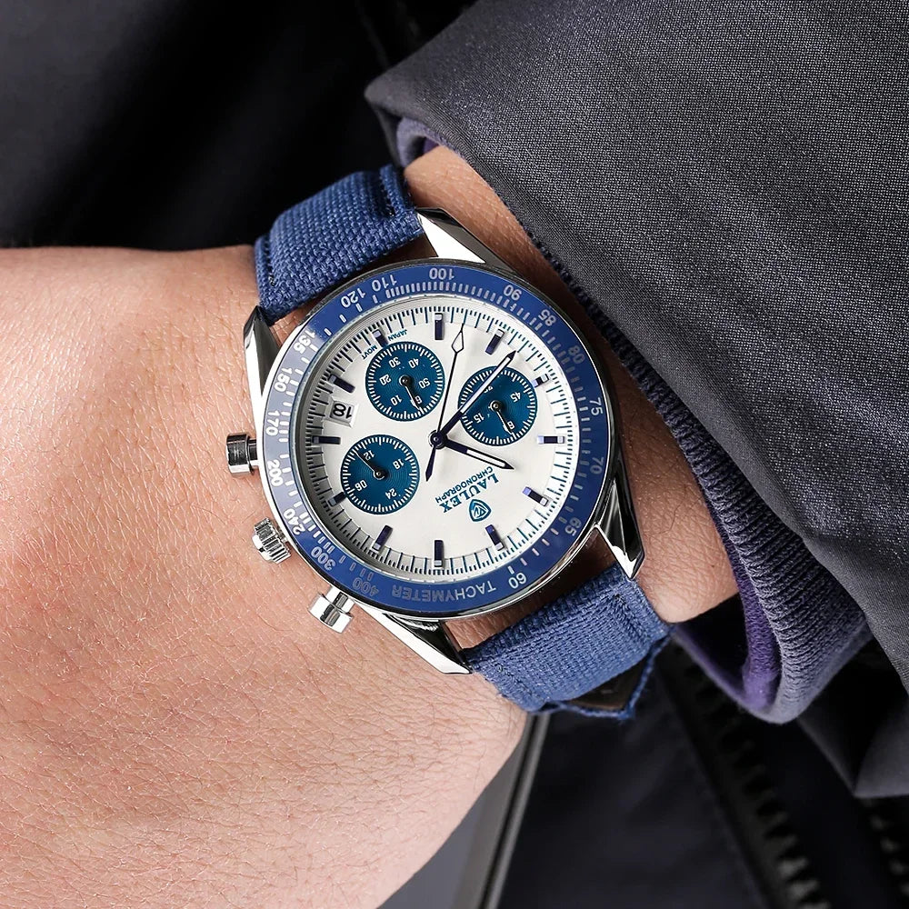 2024 LAULEX luxury top AAA multi-function chronograph 30M water-resistant fashion business stainless steel quartz watch