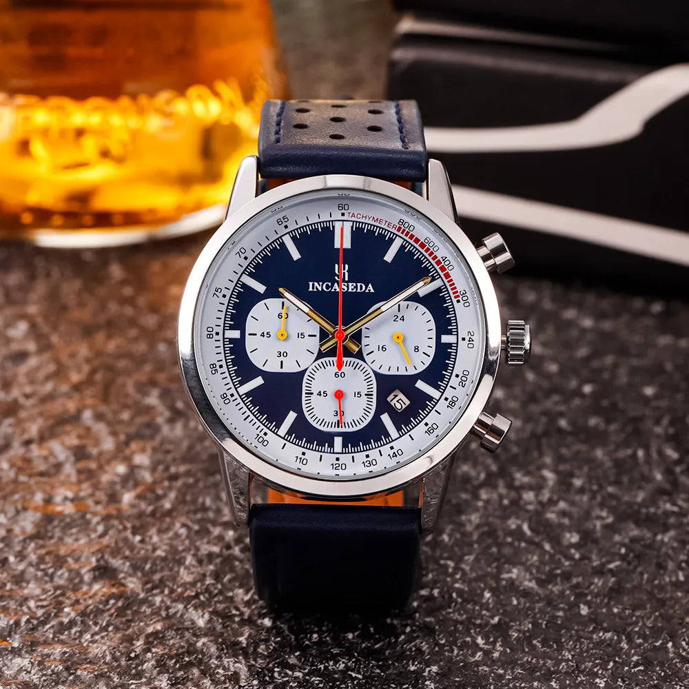 Hot Sale Couple Watch Luminous Chronograph Quartz Leather Multifunctional Sports with Qualification