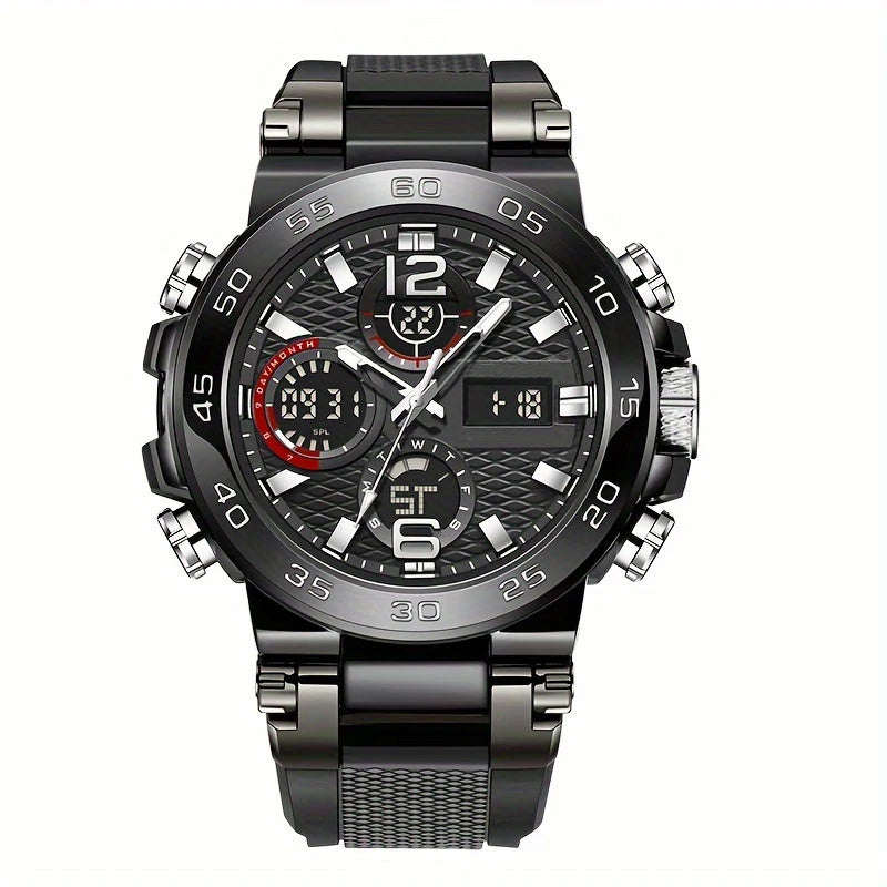 New Watches For Men Waterproof Clock Alarm Reloj Hombre LCD Dual Display Wristwatch Quartz Sports Mens Watch