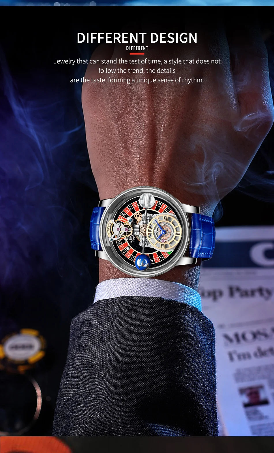 Las Vegas Roulette PINDU DESIGN Mens Watches Top Brand Luxury Astronomia Quartz Watch Montre Homme