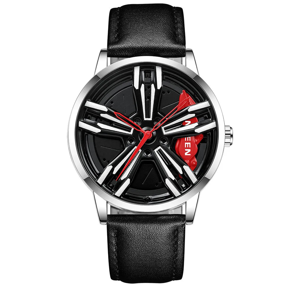 2025 New Racing Watches Men Custom Design Super Car Rim Watch Stainless Steel Black Retro Waterproof Watch Relogio Masculino