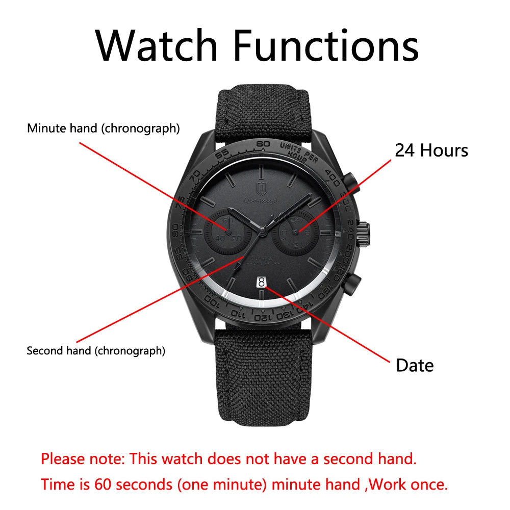 QINGXIYA Fashion Chronograph Quartz Watch for Men Sports Leather Strap Waterproof Date Luxury Mens Watches Relogio Masculino