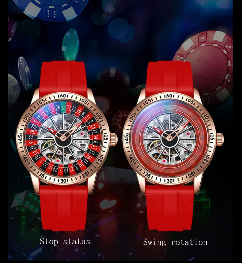 Men Mechanical Watch Automatic Luxury Gambling Rotating Plate Dial Wristwatch Man Casual Waterproof Luminous Clock Reloj Hombre