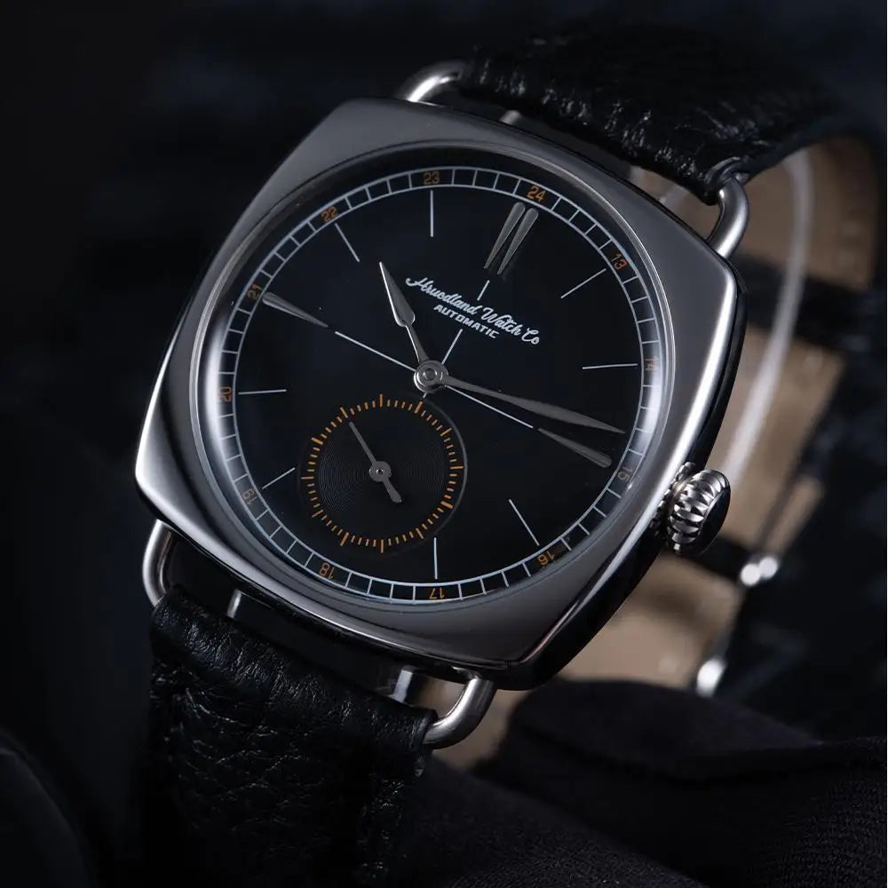 Hruodland 2024 New Retro Men's Automatic Mechanical Watches F028 Stainless steel brown leather Waterproof 10Bar reloj hombre