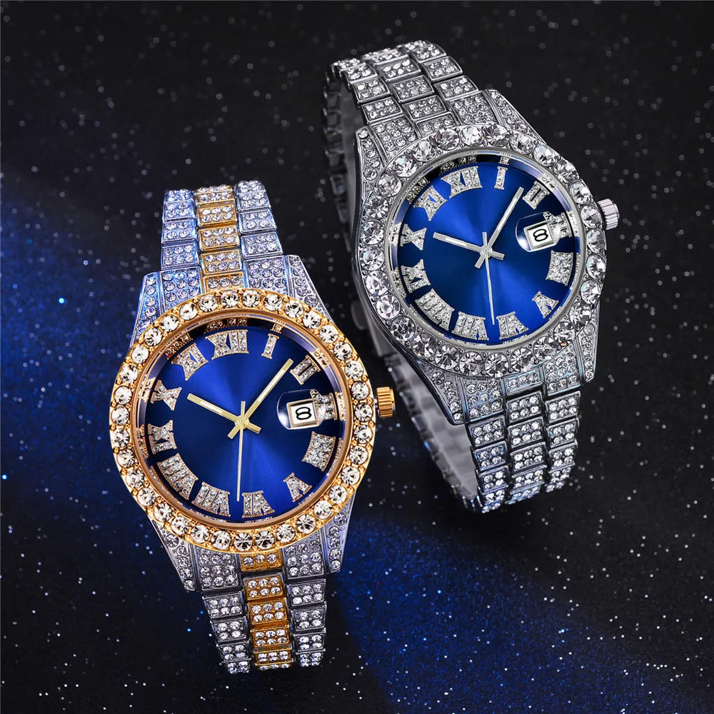 Relogio Masculino Men's Watches Luxury Quartz Watch Stainless Steel Diamond Fashion Luminous Clock Gift Watch Calendar 2023