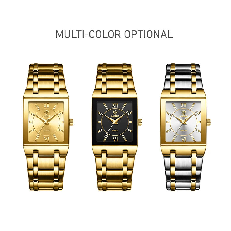 New Mens Watch Luxury Steel Bracelet Gold Quartz movement Waterproof Golden Wristwatches For Woman Watch relogio masculino Clock