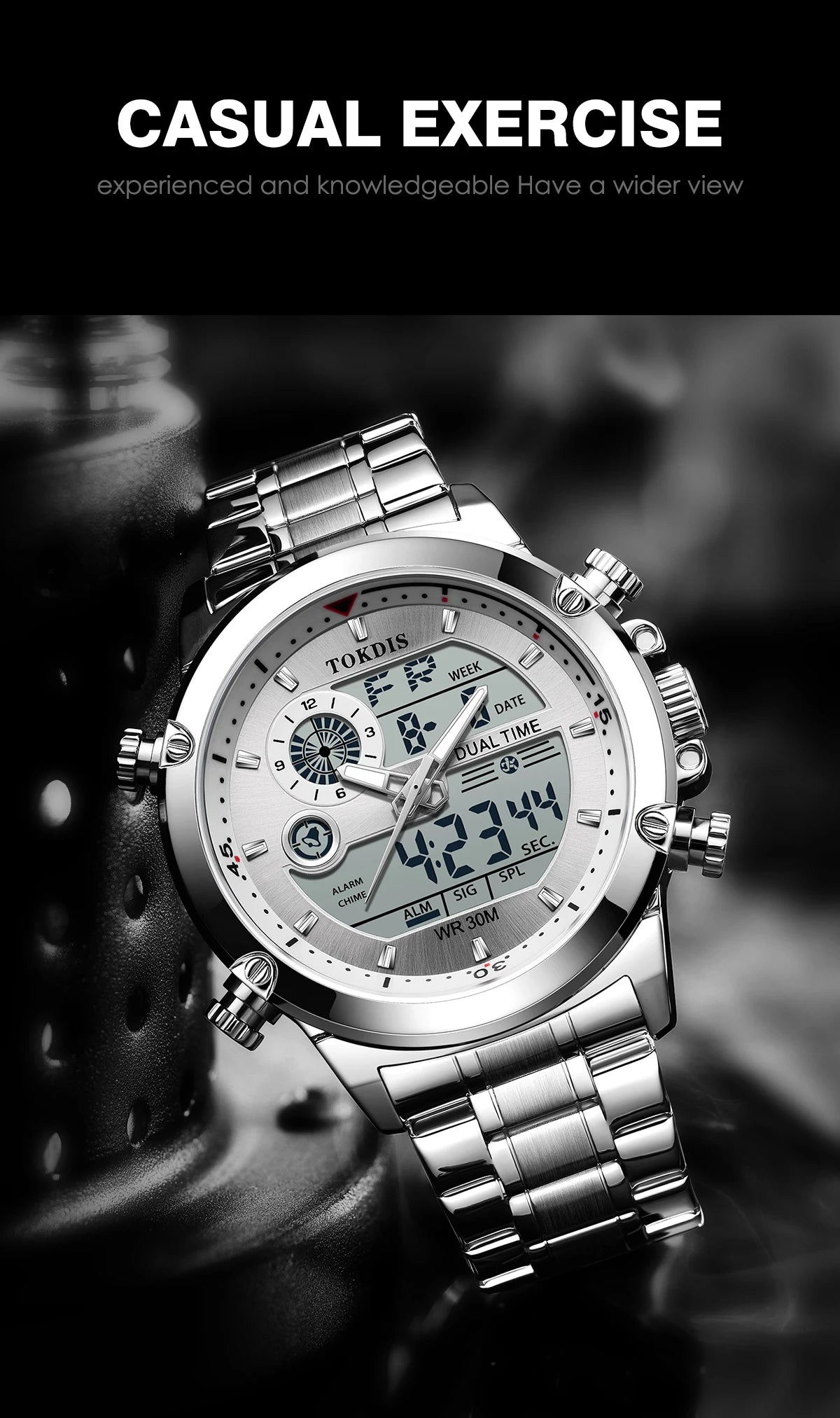 Relogio Masculino Fashion Business Watches For Men Waterproof Luxury Mens Dual Display Quartz Wristwatch Analog Sports Watch Man