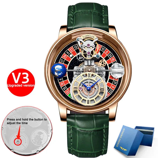 Las Vegas Roulette PINDU DESIGN Mens Watches Top Brand Luxury Astronomia Quartz Watch Montre Homme
