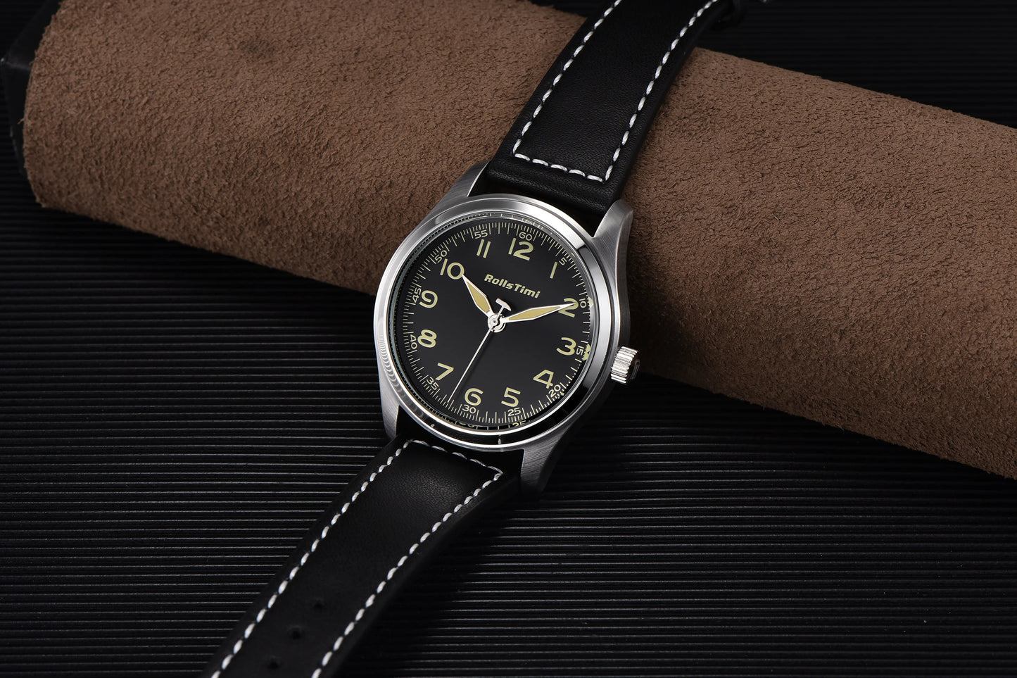 2025 New Rollstimi Men's Brand Watches Quartz Sapphire Mirror Men Simple Luminous Waterproof Wristwatch Business Leather Clock