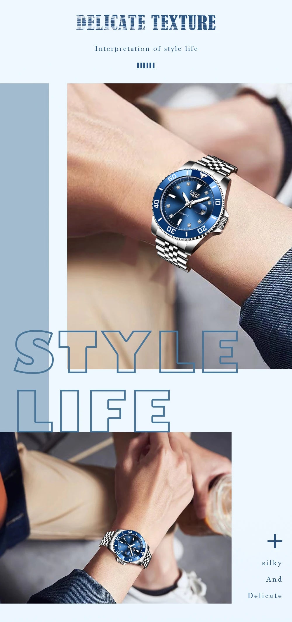 LIGE Men Top Brand Luxury Watch Fashion Diver 30ATM Waterproof Wristwatch Date Clock Sport Quartz Watches Mens Relogio Masculino